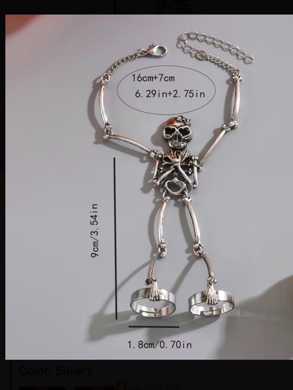 ⭐️ Skeleton Hand Bracelet Ring Set - Picture 2 of 3